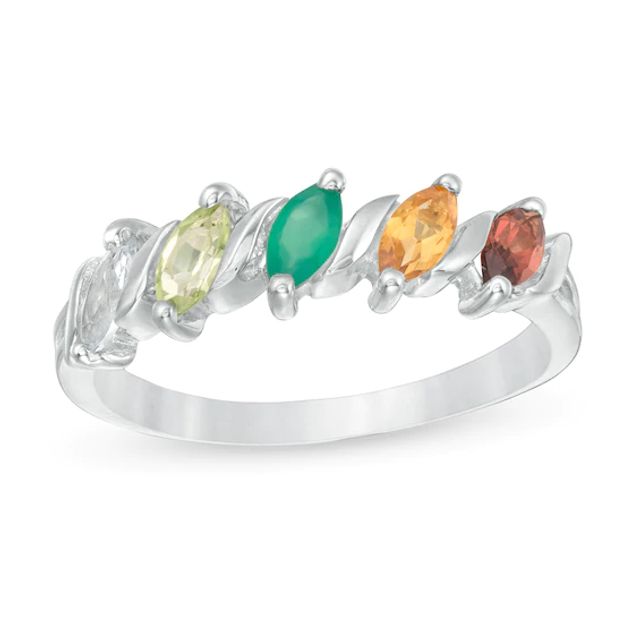 Mother's Marquise Birthstone "S" Ring (2-6 Stones)