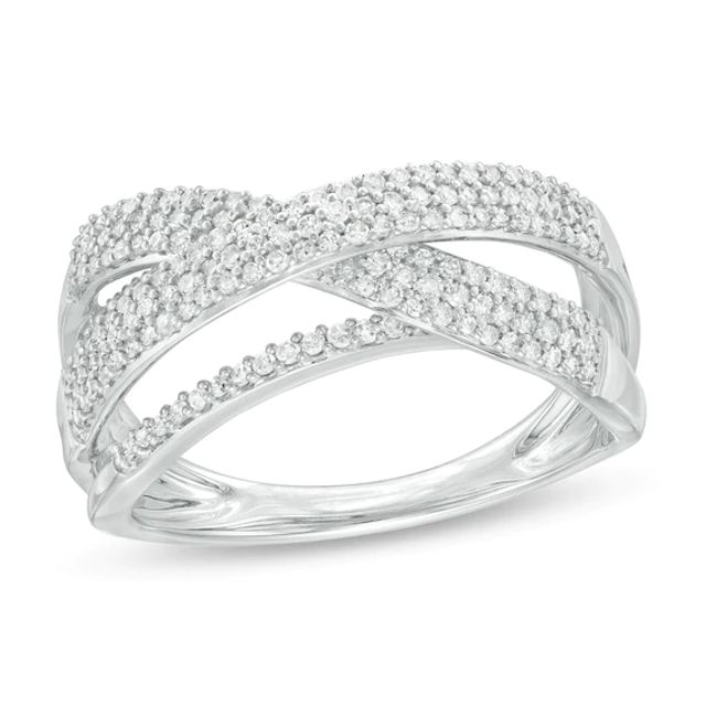 1/2 CT. T.w. Diamond Crossover Ring in 10K White Gold