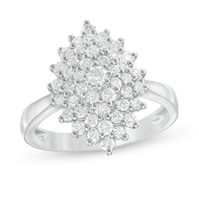 1 CT. T.w. Composite Diamond Starburst Ring in 10K White Gold