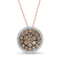 1 CT. T.w. Champagne and White Composite Diamond Frame Pendant in 10K Rose Gold