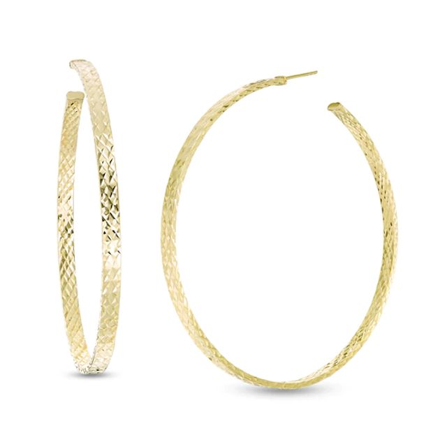 Made in Italy 60.0mm Diamond-Cut Hoop Earrings in 10K Gold