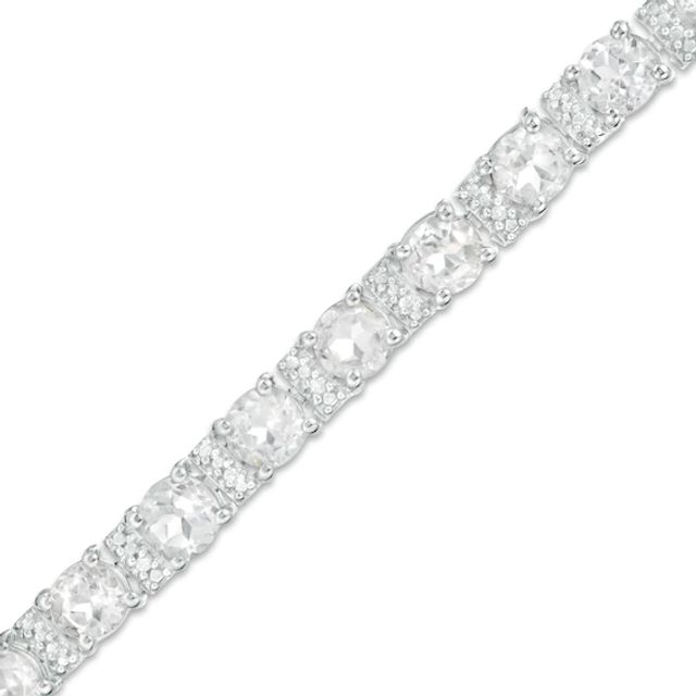 5.0mm White Topaz and Diamond Accent Line Bracelet in Sterling Silver - 7.5"