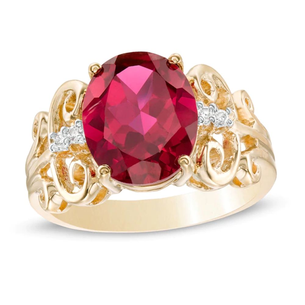 Zales Lab-Created Ruby and White Sapphire Frame Flower Ring in 10K Rose  Gold | Westland Mall