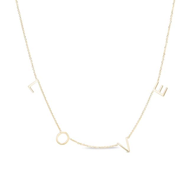 "Love" Station Necklace in 14K Gold