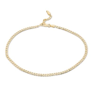 2.7mm Curb Chain Anklet in Solid 14K Gold - 10"