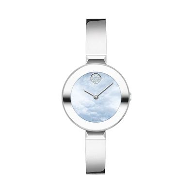 Ladies' Movado BoldÂ® Crystal Bangle Watch with Transparent Mother-of Pearl Dial (Model: 3600629)