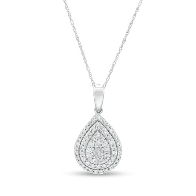 1/2 CT. T.w. Composite Diamond Double Teardrop Frame Pendant in 10K White Gold