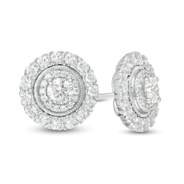 1 CT. T.w. Diamond Vintage-Style Stud Earrings in 10K White Gold