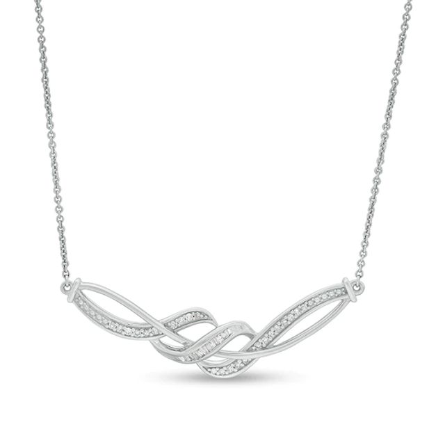 1/5 CT. T.w. Diamond Twist Necklace in Sterling Silver