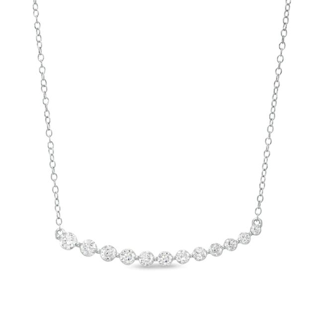 1 CT. T.w. Graduated Diamond Curved Bar Necklace in 10K White Gold