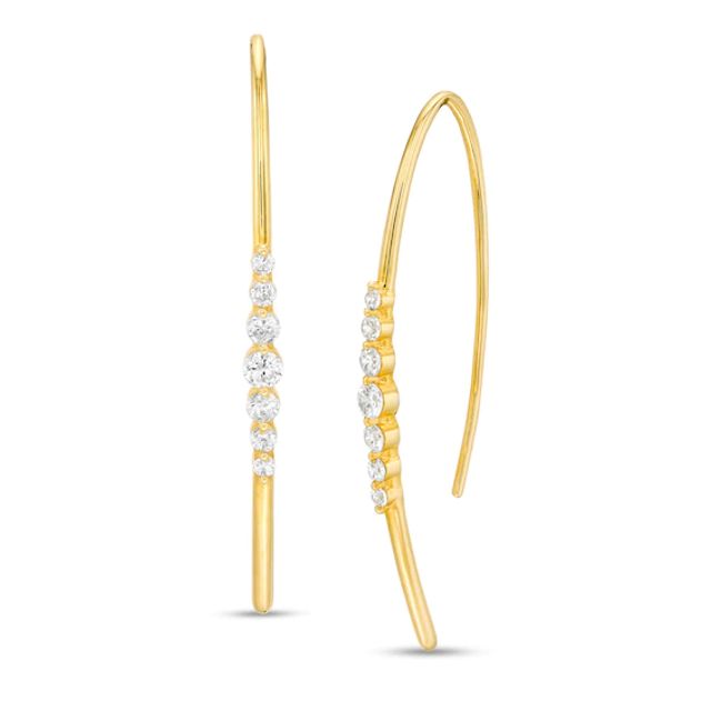 1/2 CT. T.w. Graduated Diamond Threader Earrings in 10K Gold