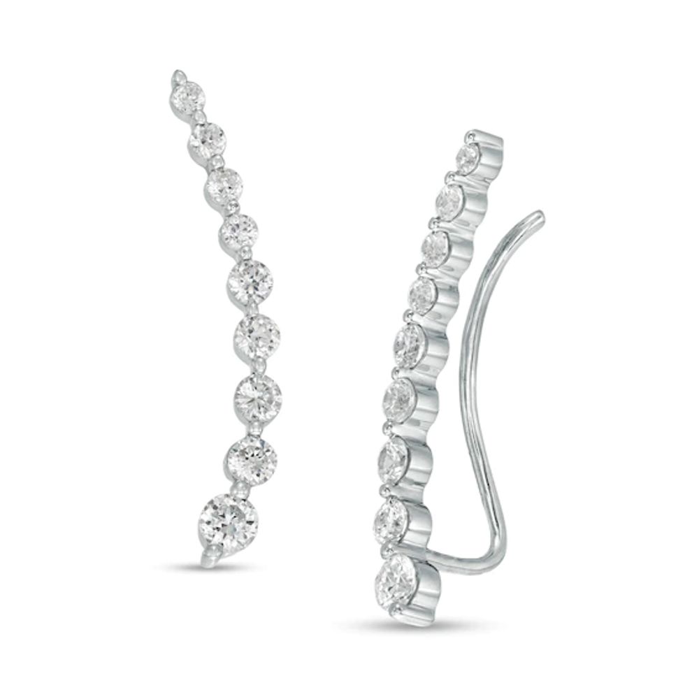 3/4 CT. T.w. Journey Diamond Crawler Earrings in 10K White Gold