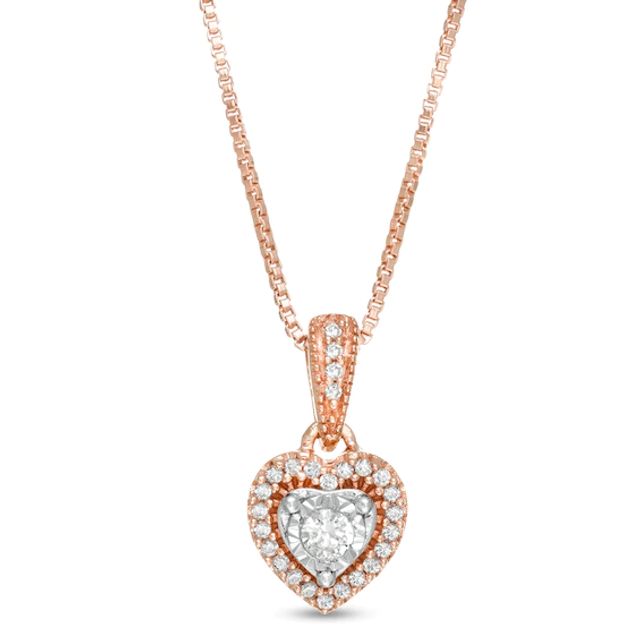 1/8 CT. T.w. Diamond Heart Pendant in 10K Rose Gold