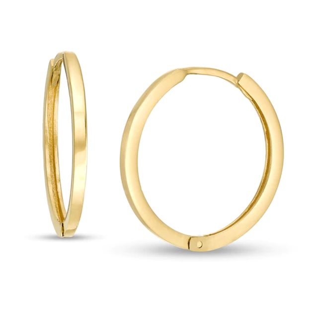 18.0mm Square Tube Huggie Hoop Earrings in 14K Gold