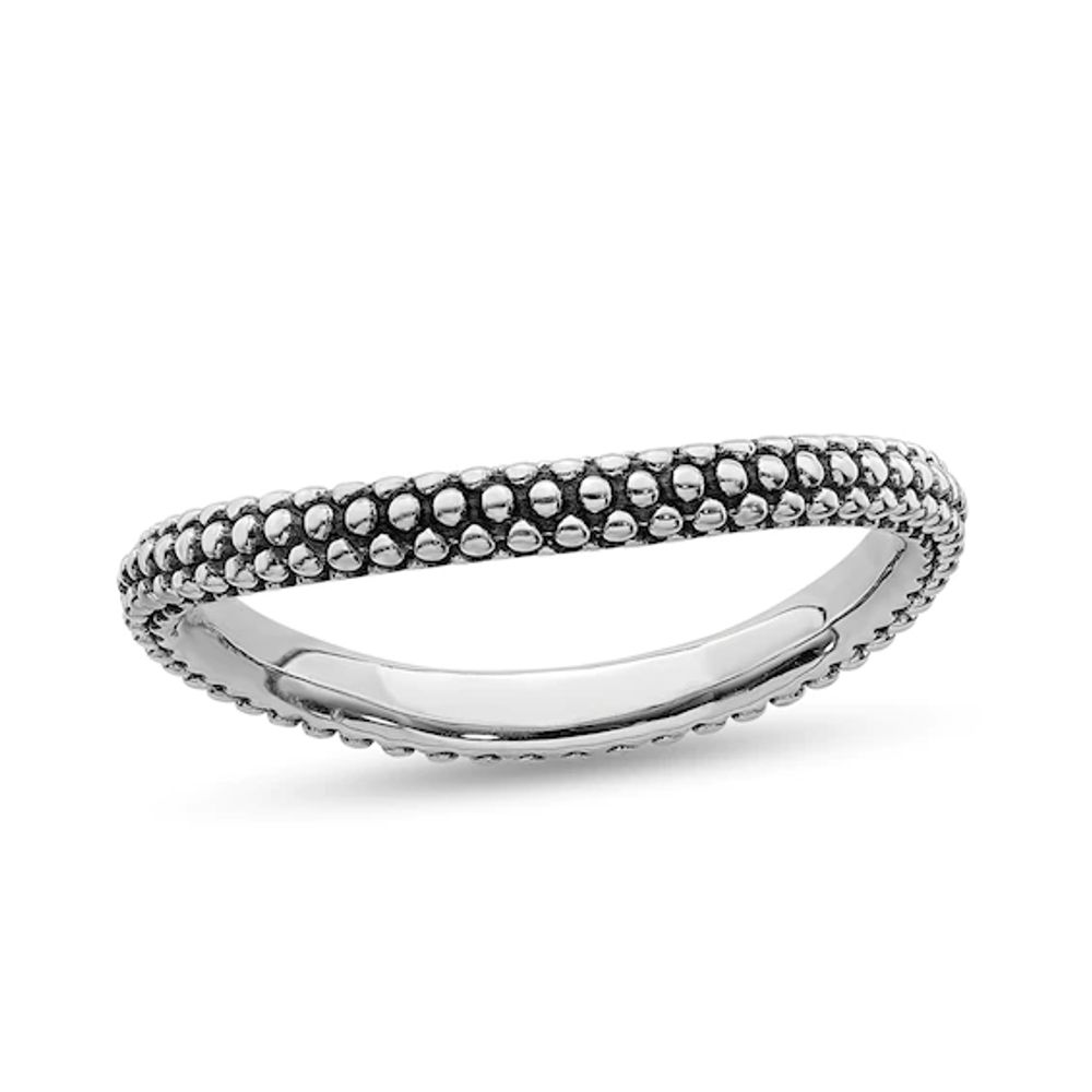 Stackable Expressionsâ¢ 2.0mm Oxidized Beaded Wave Band in Sterling Silver