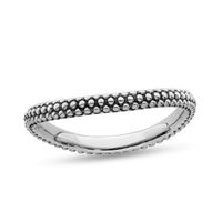 Stackable Expressionsâ¢ 2.0mm Oxidized Beaded Wave Band in Sterling Silver