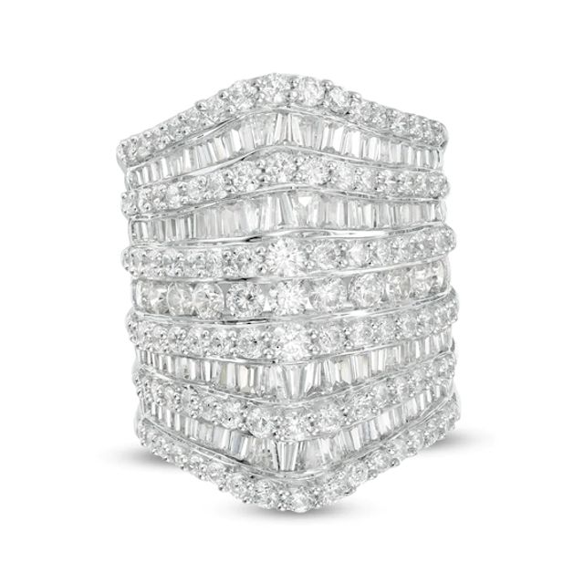 4 CT. T.w. Composite Diamond Multi-Row Chevron Ring in 10K White Gold