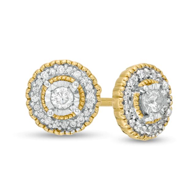 1/6 Ct.t.w. Diamond Frame Vintage-Style Stud Earrings in 10K Gold