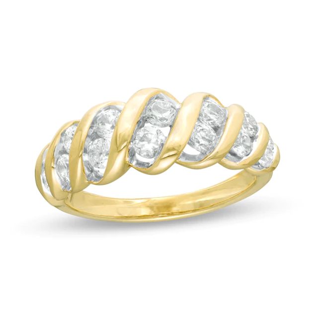 1 CT. T.w. Diamond Slant Spiral Ring in 10K Gold