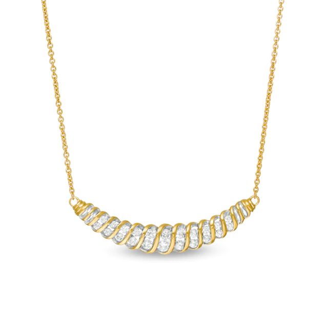 1 CT. T.w. Diamond Slant Spiral Necklace in 10K Gold