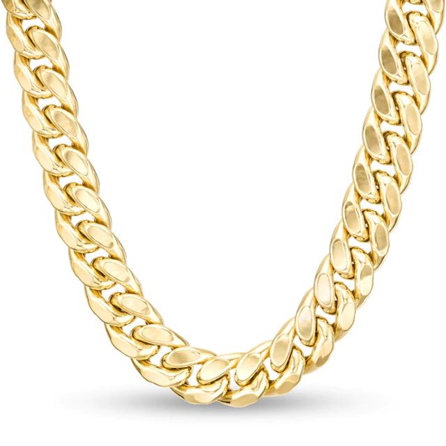 11.0mm Cuban Curb Chain Necklace in Hollow 10K Gold - 26"