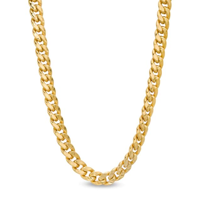 Italian Gold Men's 7.6mm Curb Chain Necklace in Hollow 10K Gold - 24"