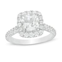 Vera Wang Love Collection 2-3/4 CT. T.w. Certified Cushion-Cut Diamond Frame Engagement Ring in 14K White Gold (I/Si2)