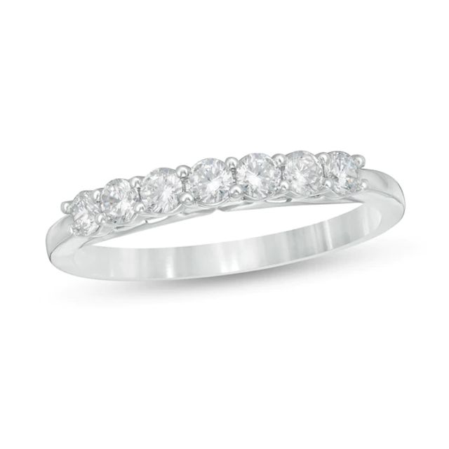 Zales Private Collection 1/2 CT. T.w. Certified Colorless Diamond Seven Stone Wedding Band in 14K White Gold (F/I1)