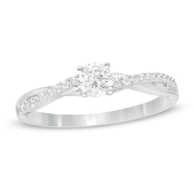 1/3 CT. T.w. Diamond Twist Engagement Ring in 10K White Gold