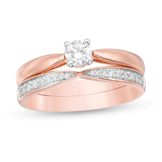 1/3 CT. T.w. Diamond Bridal Set in 10K Rose Gold