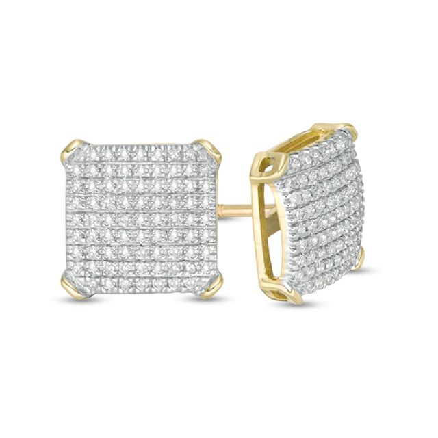 Men's 1/3 CT. T.w. Square Composite Diamond Stud Earrings in 10K Gold