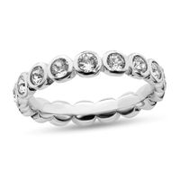 Stackable Expressionsâ¢ Bezel-Set White Crystal April Birthstone Ring in Sterling Silver