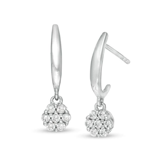 1/4 CT. T.w. Composite Diamond J-Hoop Earrings in 10K White Gold
