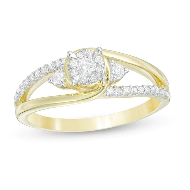 Cherished Promise Collectionâ¢ 1/5 CT. T.w. Diamond Frame Split Shank Promise Ring in 10K Gold