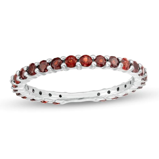 Garnet Eternity Band in Sterling Silver