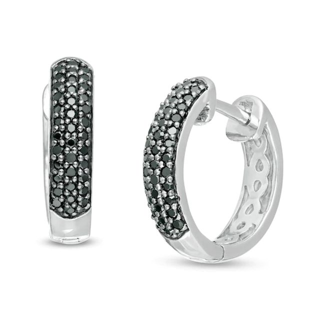 3/8 CT. T.w. Black Diamond Hoop Earrings in Sterling Silver