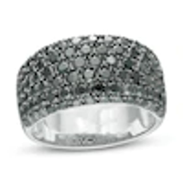 2 CT. T.w. Black Diamond Multi-Row Domed Ring in Sterling Silver