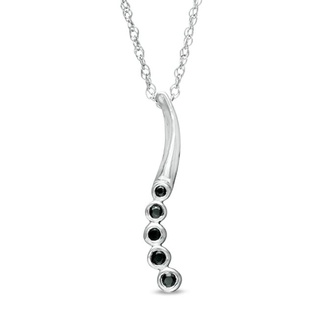 1/10 CT. T.w. Black Diamond Curved Pendant in Sterling Silver