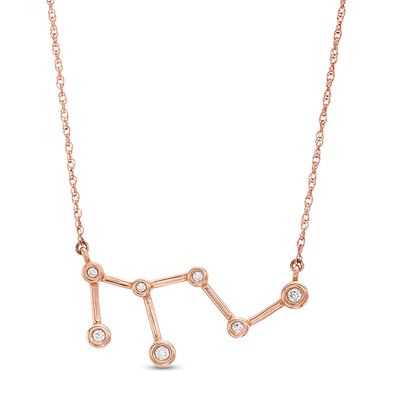 1/20 CT. T.w. Diamond Leo Constellation Bezel-Set Necklace in 10K Rose Gold
