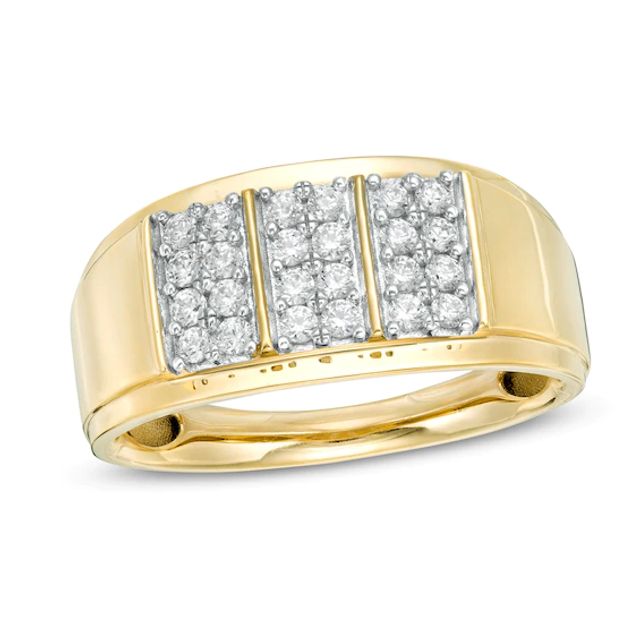Men's 1/2 CT. T.w. Composite Diamond Linear Triple Row Ring in 10K Gold