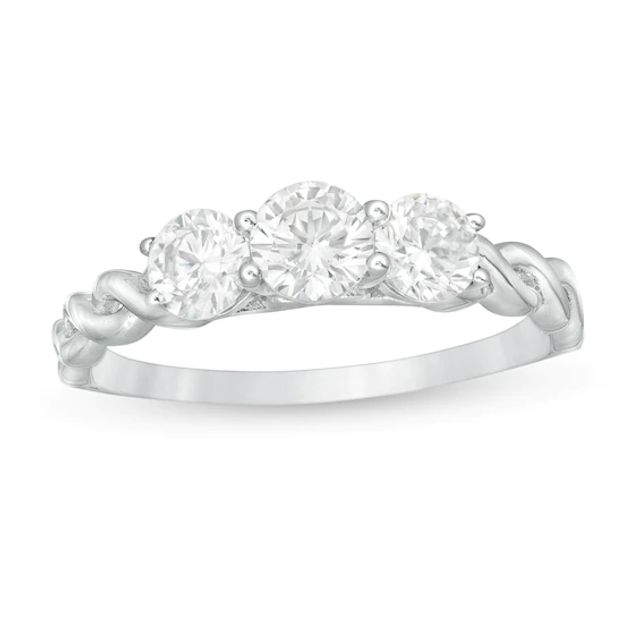 1 CT. T.w. Diamond Past Present FutureÂ® Twist Shank Engagement Ring in 14K White Gold