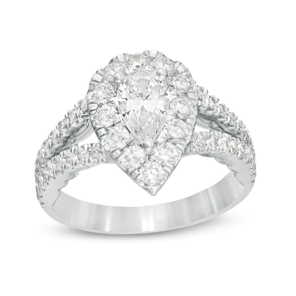 Love's Destiny by Zales 2 CT. T.w. Certified Pear-Shaped Diamond Frame Engagement Ring in 14K Two-Tone Gold (I/Si2)