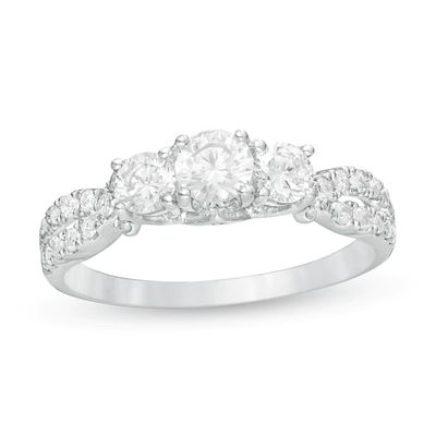 1 CT. T.w. Diamond Past Present FutureÂ® Frame Twist Engagement Ring in 14K White Gold