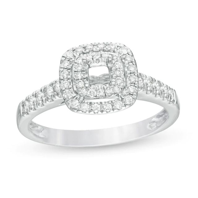 1/3 CT. T.w. Diamond Double Cushion Frame Semi-Mount in 14K White Gold