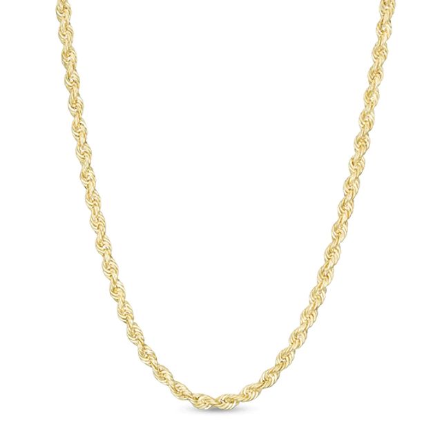 2.3mm Rope Chain Necklace in Hollow 14K Gold - 30"