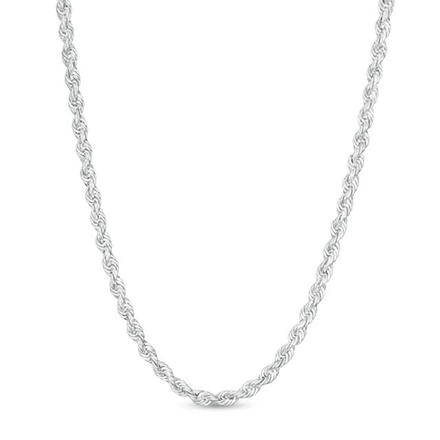 2.3mm Rope Chain Necklace in Hollow 14K White Gold - 22"