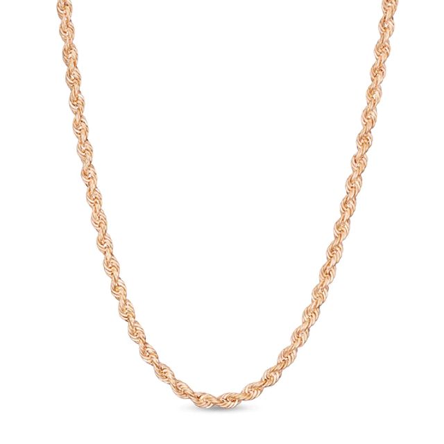 2.3mm Rope Chain Necklace in Hollow 14K Rose Gold - 24"
