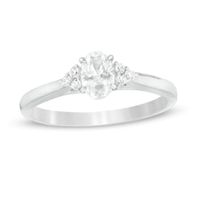 5/8 CT. T.w. Oval Diamond Tri-Sides Engagement Ring in 14K White Gold