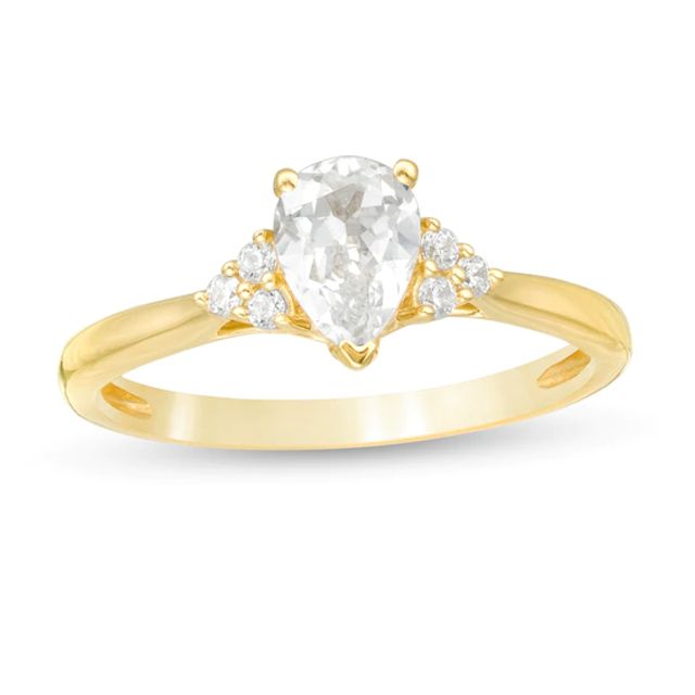 5/8 CT. T.w. Pear-Shaped Diamond Tri-Sides Engagement Ring in 14K Gold