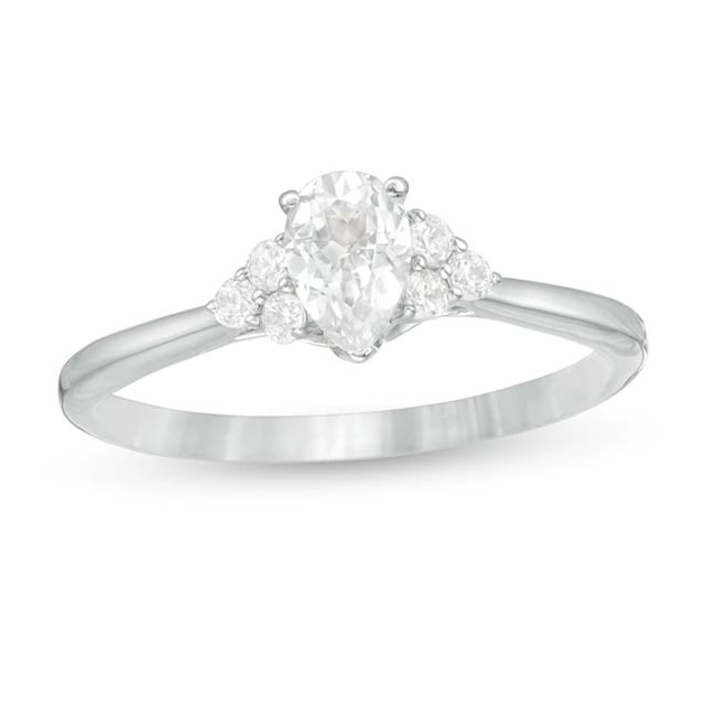 3/8 CT. T.w. Pear-Shaped Diamond Tri-Sides Engagement Ring in 10K White Gold